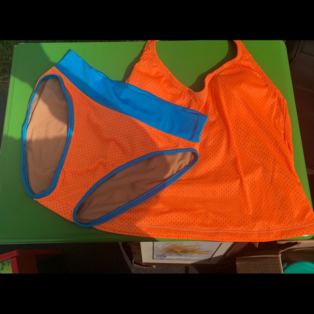 Neon Orange and Blue Tankini (2 Piece)